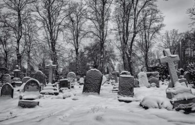 Tombstones in the Snow, London, 2013