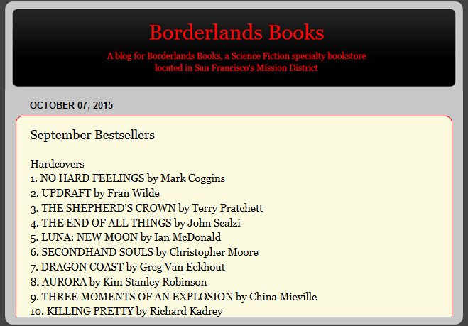 Borderlands Books Best Sellers